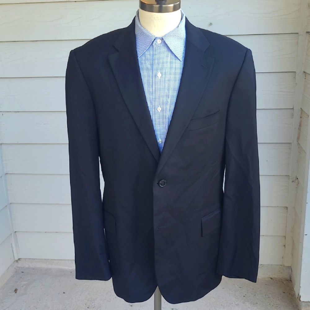 HUGO BOSS Pasolini Movie US Solid Black Super 100s Wool Mens Sz 46 R‎ Sport Coat